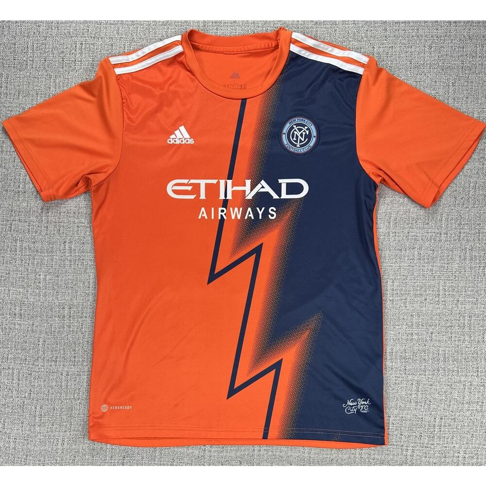 New York City FC Jersey Mens Large Orange MLS Soccer Adidas Etihad Martins HD